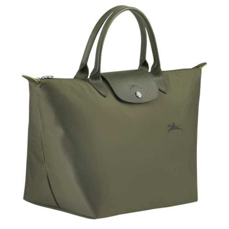 Longchamp Le Pliage Green Top handle bag M Forest | DTHFUOP-51