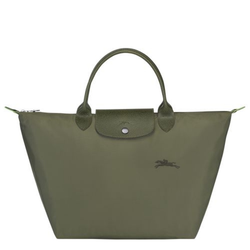 Longchamp Le Pliage Green Top handle bag M Forest | DTHFUOP-51