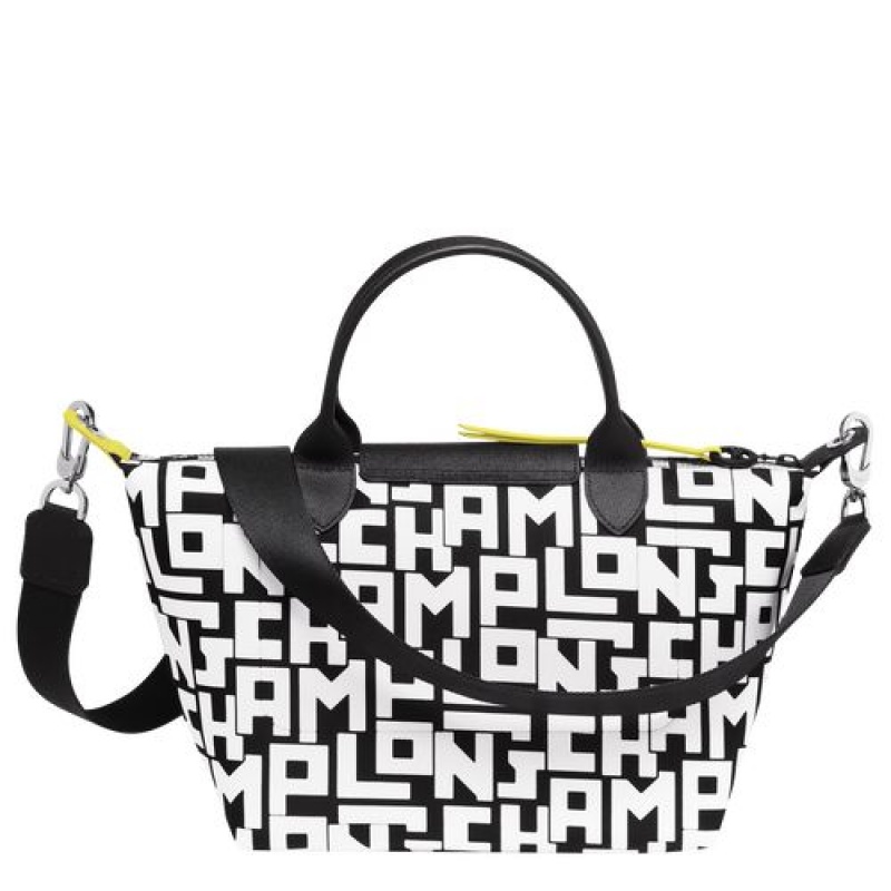 Longchamp Le Pliage LGP Top handle bag S Black/White | YNIXBLW-46