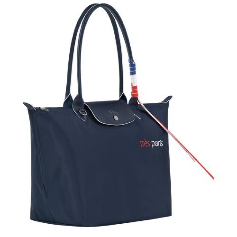 Longchamp Le Pliage Tres Paris Shopping bag L Navy | ACSEQMD-98