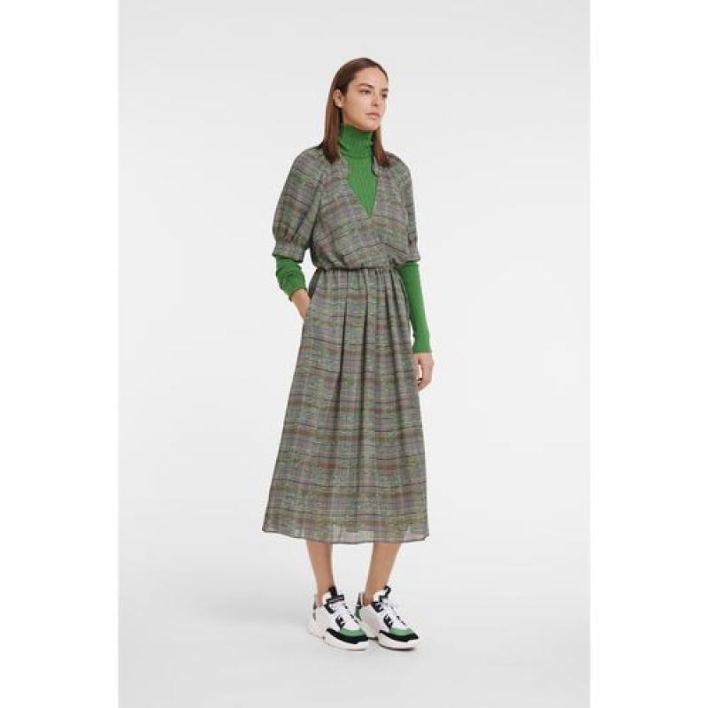 Longchamp Long dress Grey/Green | DVJFATO-87