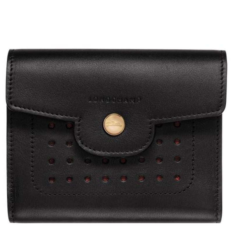 Longchamp Mademoiselle Compact wallet Black | LKYFDRE-10