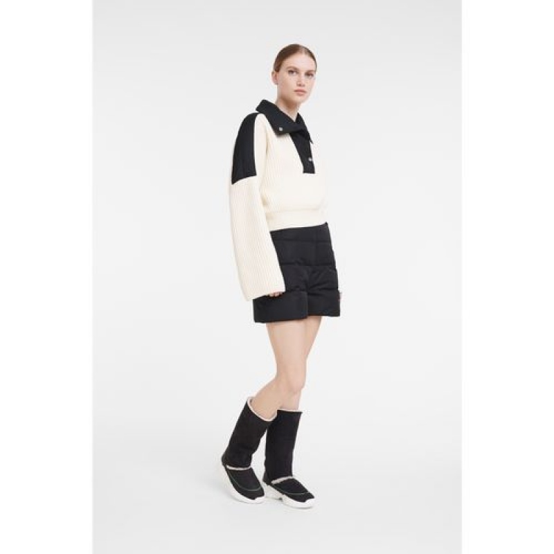 Longchamp Mesh and Nylon sweater Ecru | HZIEOKL-40