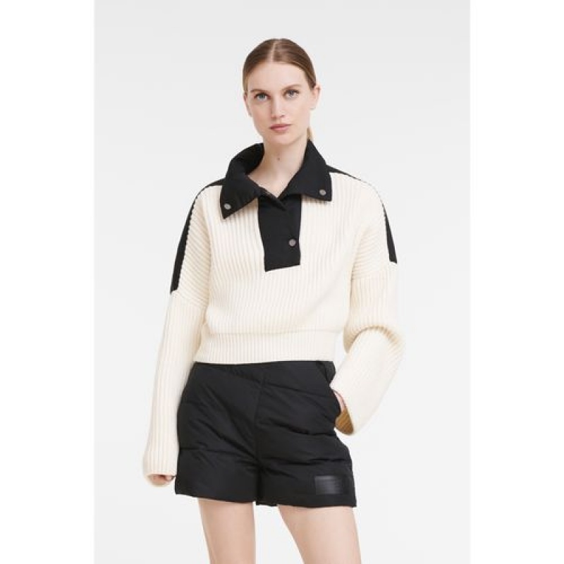 Longchamp Mesh and Nylon sweater Ecru | HZIEOKL-40