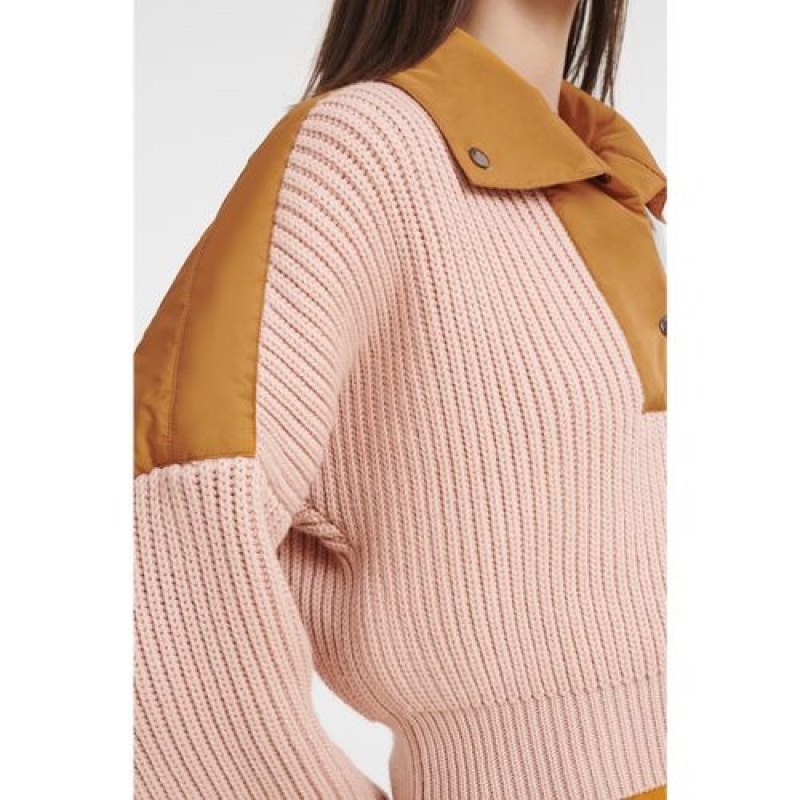 Longchamp Mesh and Nylon sweater Pale Pink | LZORDSC-49