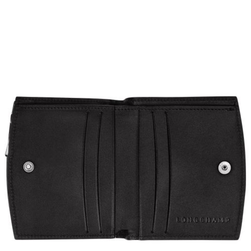 Longchamp Roseau Compact wallet Black | VKYGQPI-42