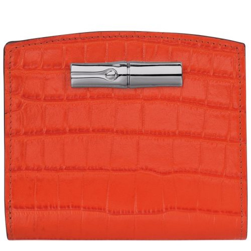 Longchamp Roseau Compact wallet Orange | KWLBGOC-61