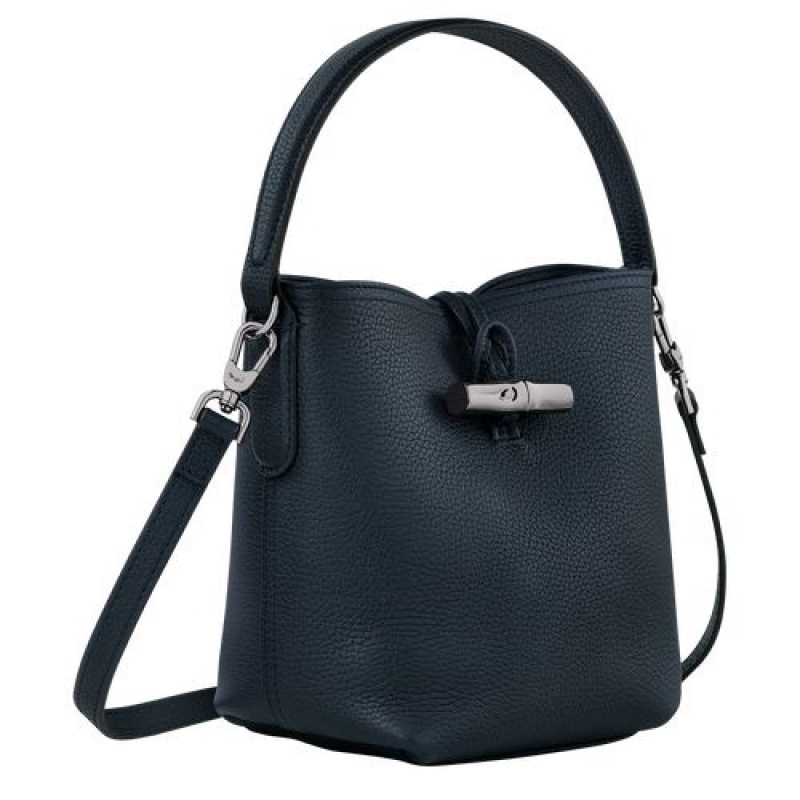 Longchamp Roseau Essential Bucket bag S Navy | FAOQKTN-35