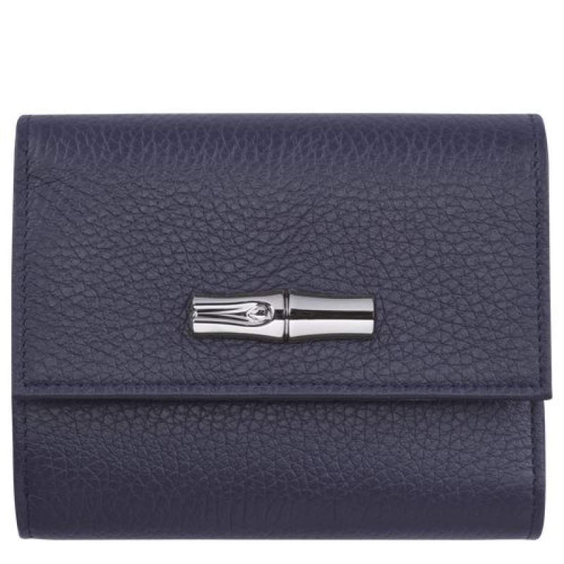 Longchamp Roseau Essential Compact wallet Navy | YBJWCIO-20