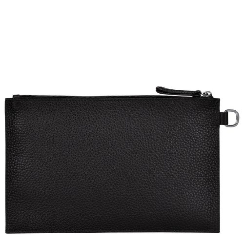 Longchamp Roseau Essential Pouch Black | QPVIRBX-31