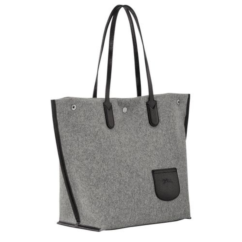 Longchamp Roseau Essential Shopping bag L Grey | FIWUACX-06