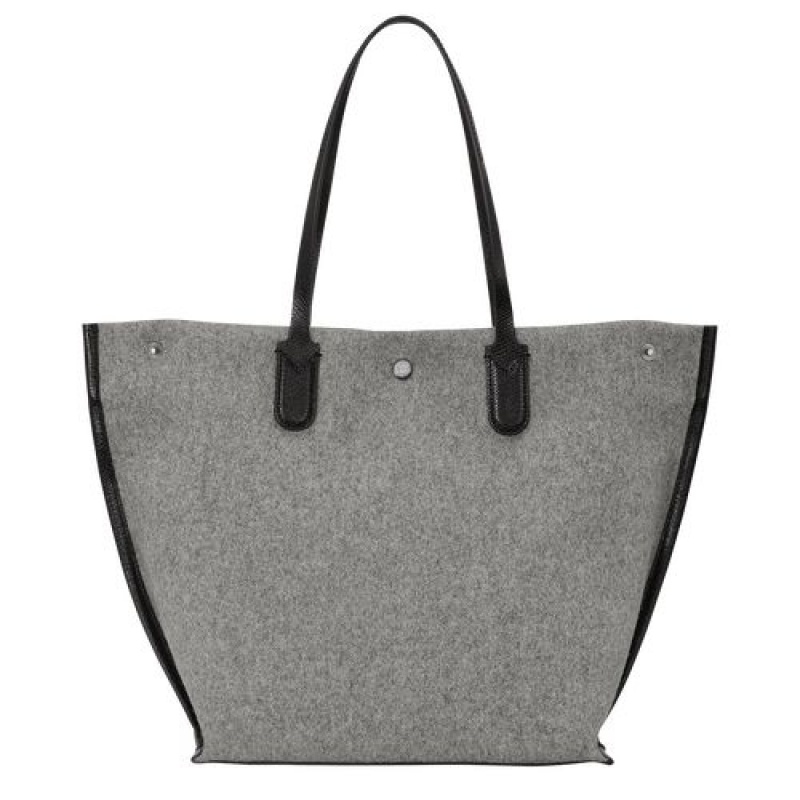 Longchamp Roseau Essential Shopping bag L Grey | FIWUACX-06