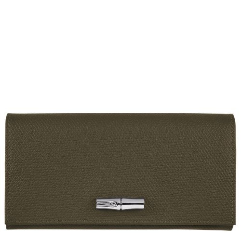 Longchamp Roseau Long continental wallet Khaki | JPSALQN-28