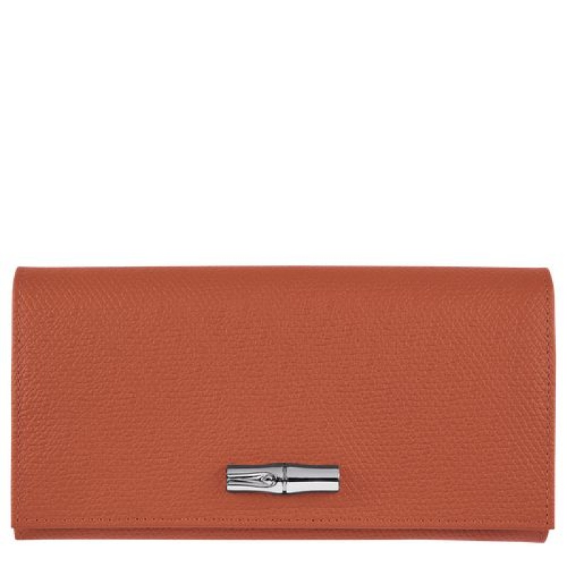 Longchamp Roseau Long continental wallet Brick | JZULWNS-67