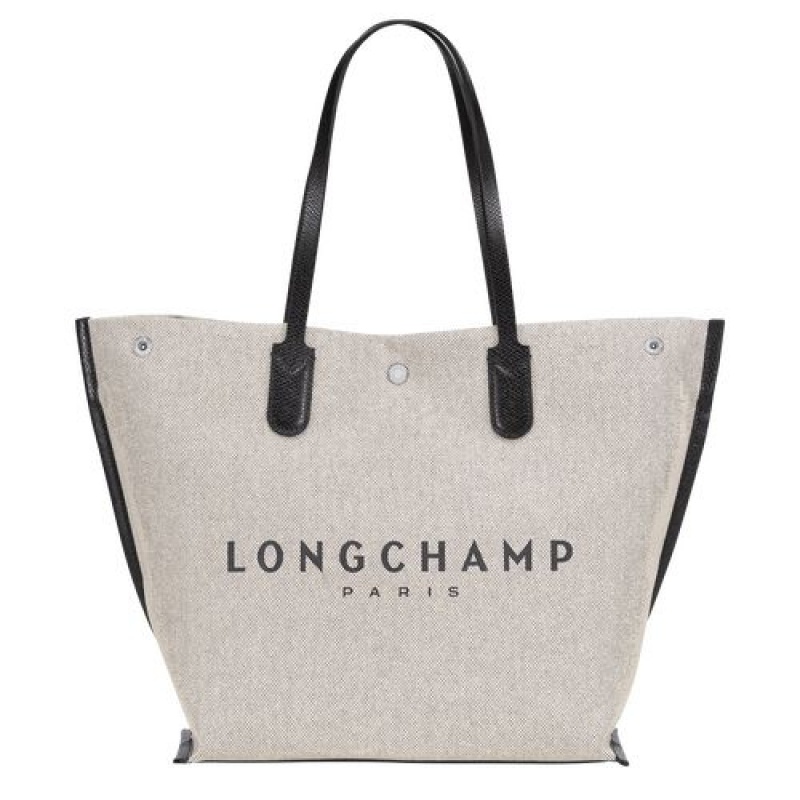 Longchamp Roseau Shopping bag L Ecru | VFCMQWB-72