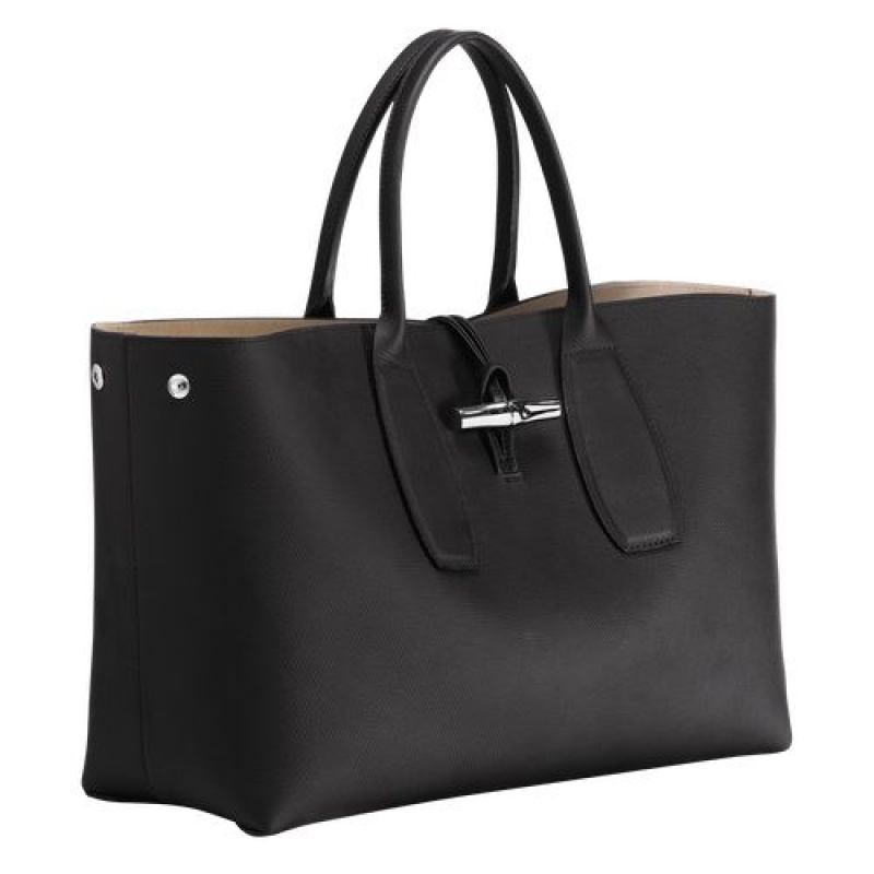 Longchamp Roseau Top handle bag L Black | SDMLRHA-32