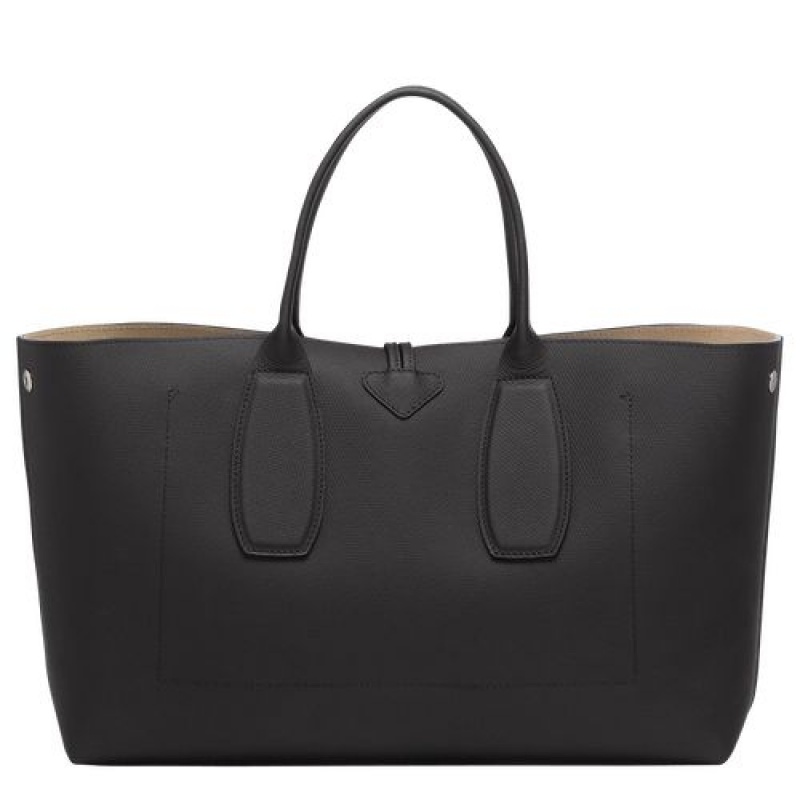 Longchamp Roseau Top handle bag L Black | SDMLRHA-32