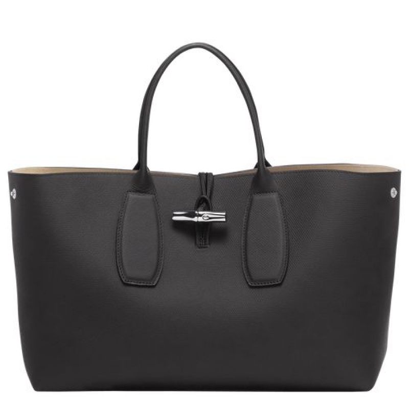 Longchamp Roseau Top handle bag L Black | SDMLRHA-32