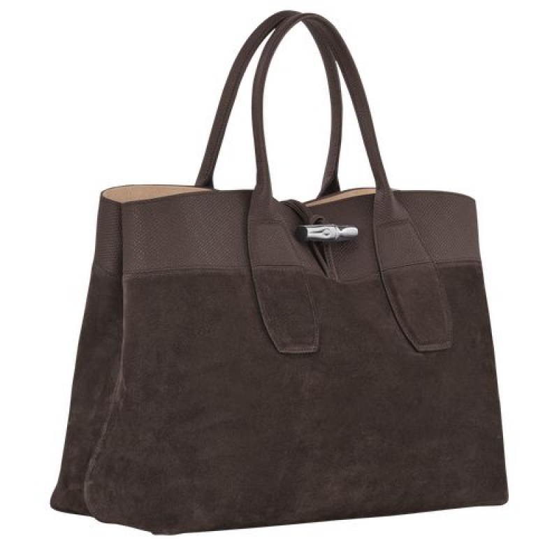 Longchamp Roseau Top handle bag L Ebony | OMJZXRV-95