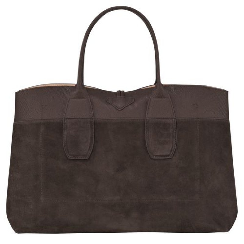 Longchamp Roseau Top handle bag L Ebony | OMJZXRV-95