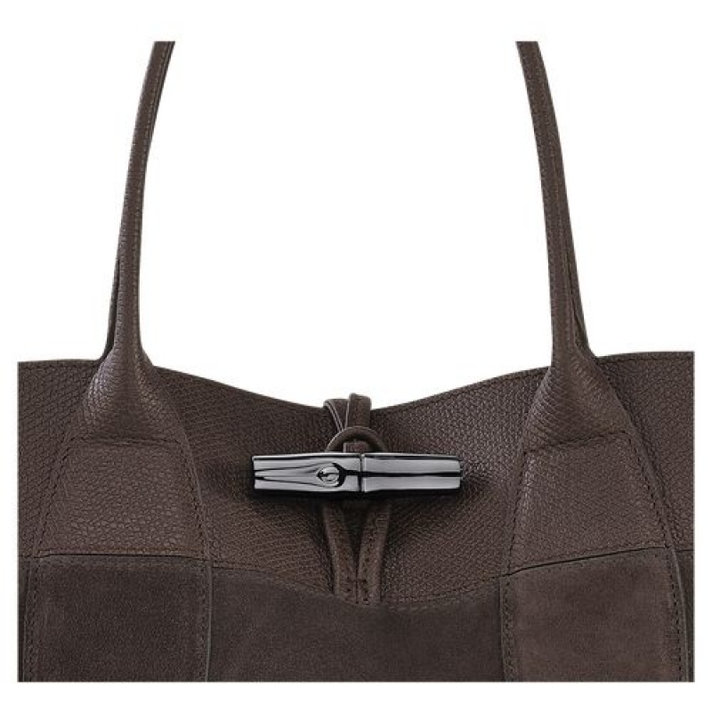 Longchamp Roseau Top handle bag L Ebony | OMJZXRV-95