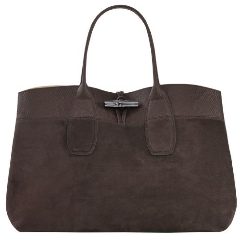 Longchamp Roseau Top handle bag L Ebony | OMJZXRV-95