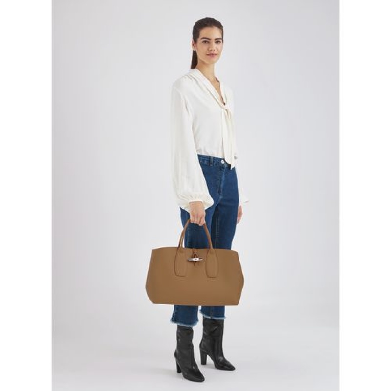 Longchamp Roseau Top handle bag L Natural | PULYXKG-90