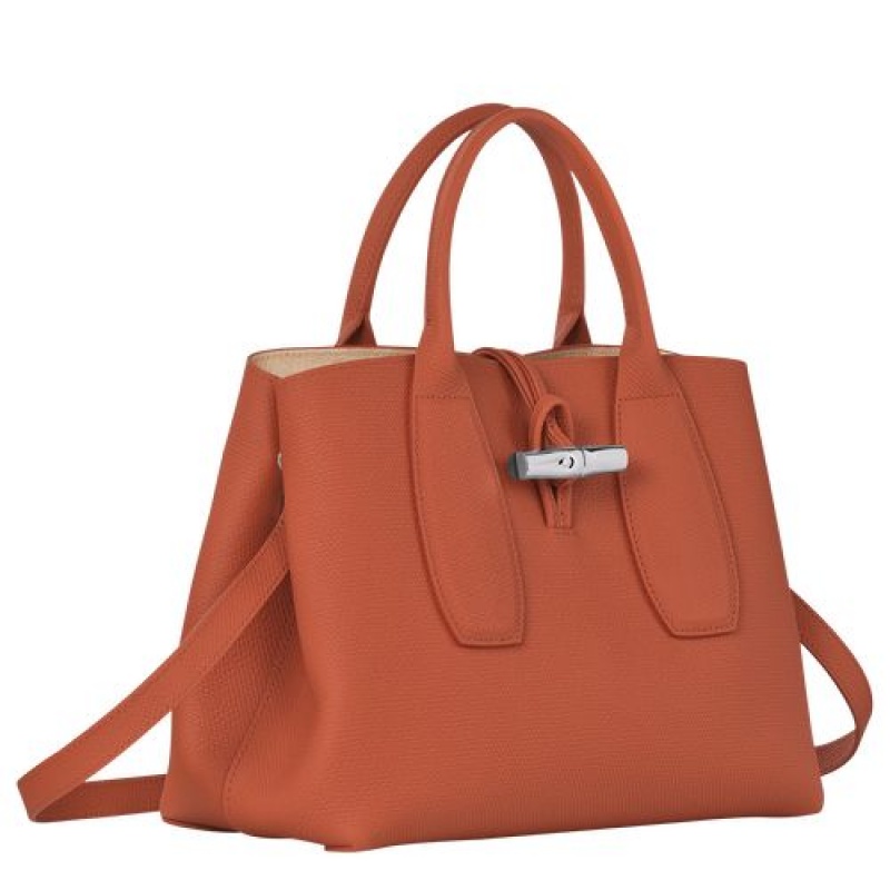 Longchamp Roseau Top handle bag M Brick | ZQATEYN-85