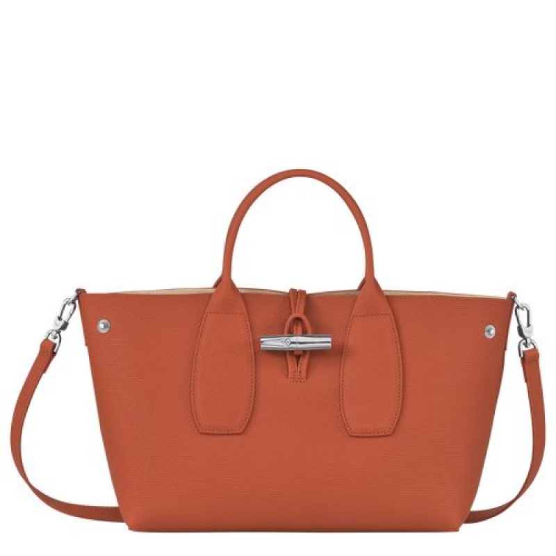 Longchamp Roseau Top handle bag M Brick | ZQATEYN-85