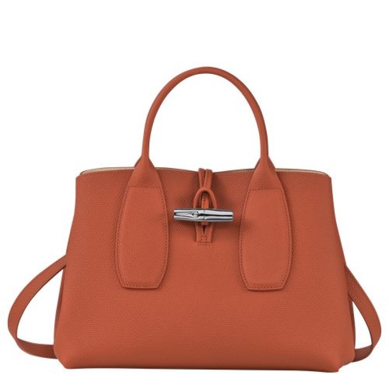 Longchamp Roseau Top handle bag M Brick | ZQATEYN-85