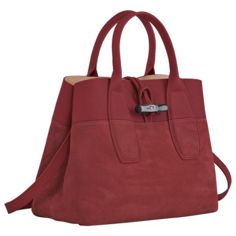 Longchamp Roseau Top handle bag M Red | YFZXQKL-16