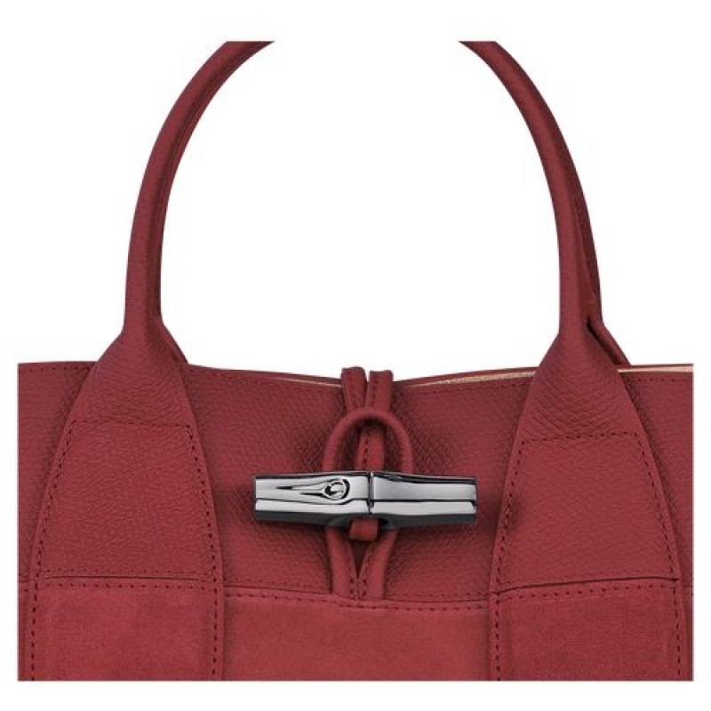 Longchamp Roseau Top handle bag M Red | YFZXQKL-16