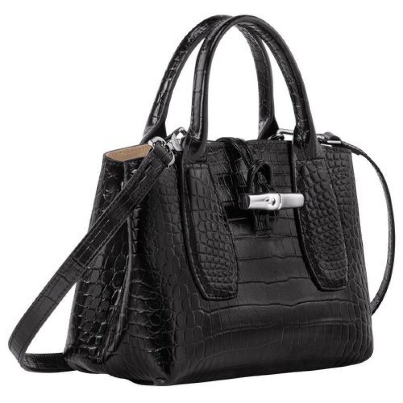 Longchamp Roseau Top handle bag S Black | ZLNKMVP-09