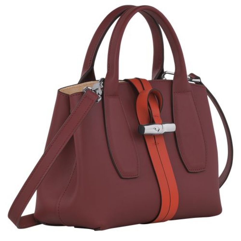 Longchamp Roseau Top handle bag S Burgundy/Orange | SWLREAG-57