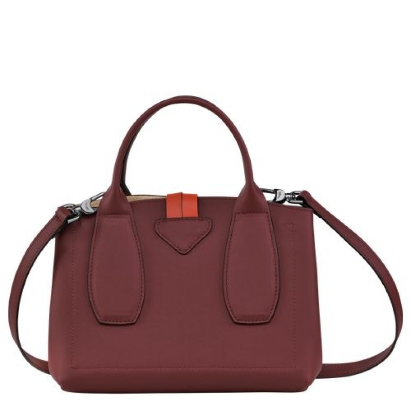 Longchamp Roseau Top handle bag S Burgundy/Orange | SWLREAG-57