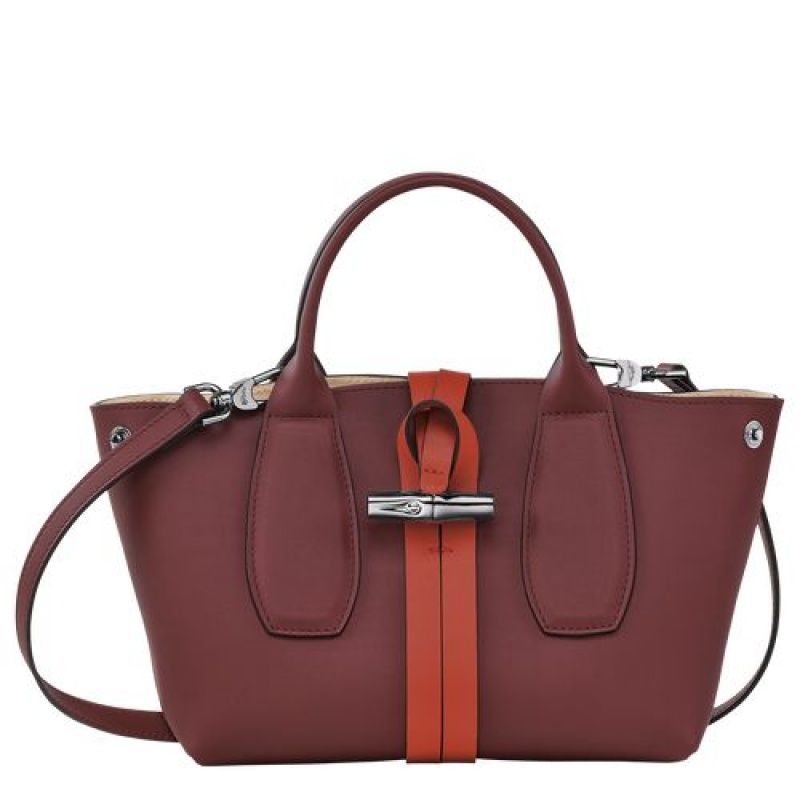 Longchamp Roseau Top handle bag S Burgundy/Orange | SWLREAG-57