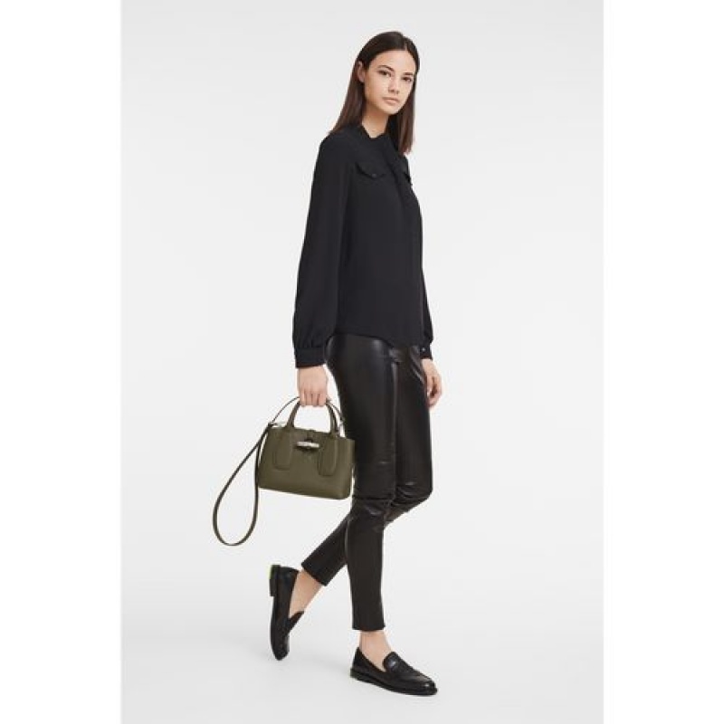 Longchamp Roseau Top handle bag S Khaki | AJVOWBM-13