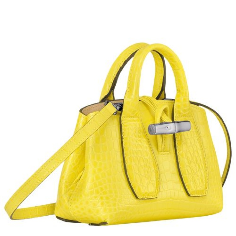 Longchamp Roseau Top handle bag XS Lemon | YUCKTFB-08