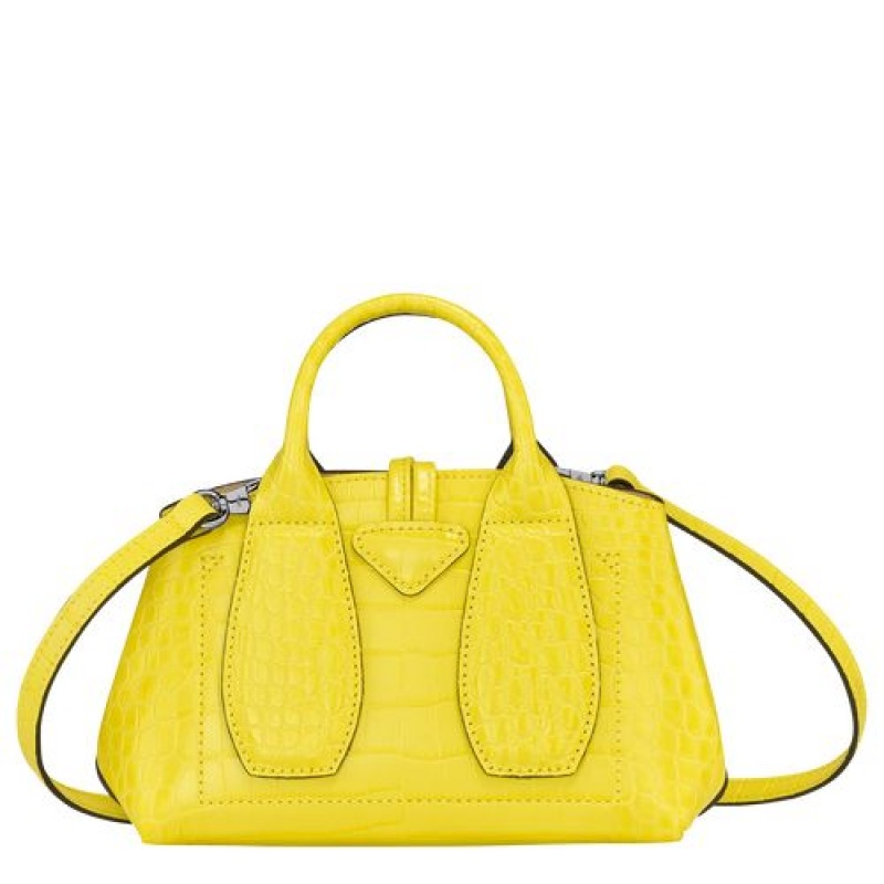 Longchamp Roseau Top handle bag XS Lemon | YUCKTFB-08