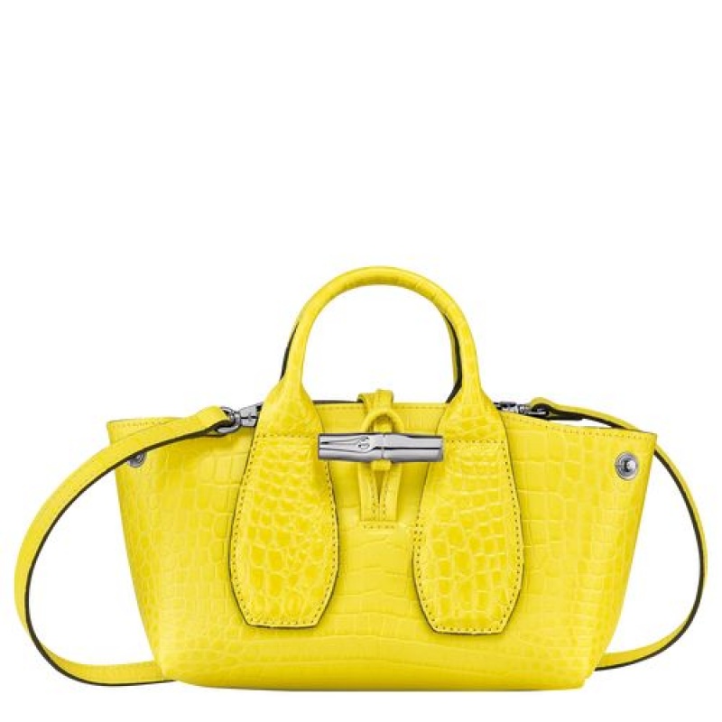 Longchamp Roseau Top handle bag XS Lemon | YUCKTFB-08