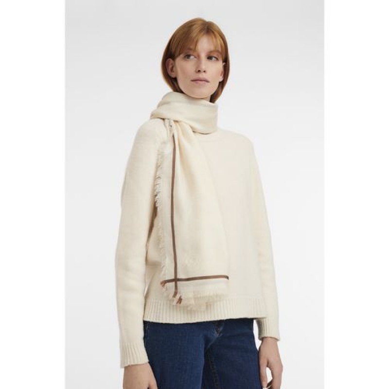 Longchamp Shawl Ivory | FPRQTXS-42