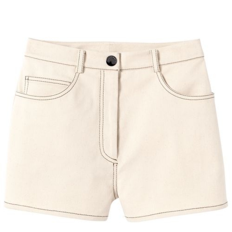 Longchamp Shorts Ecru | QXYWCUH-91