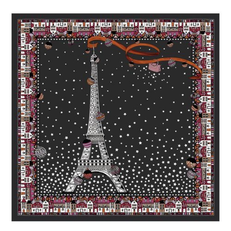 Longchamp Silk scarf 50 Black | ZHJYBSR-97