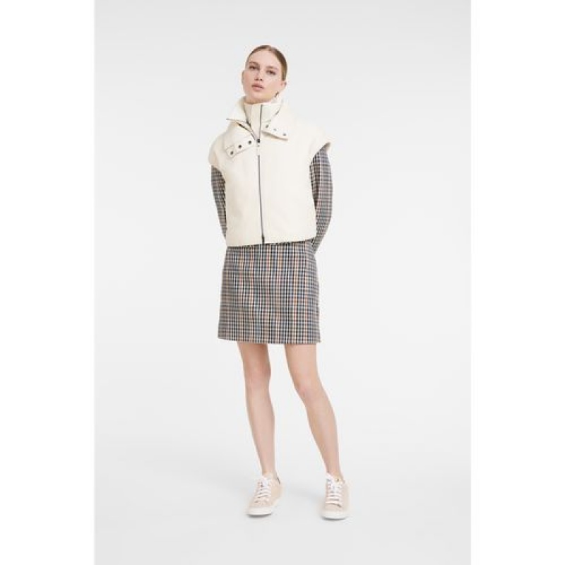 Longchamp Sleeveless jacket Ecru | CJHDBFA-83