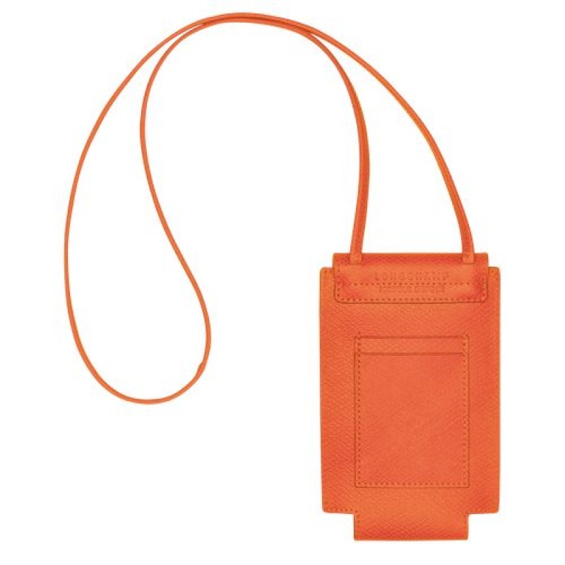 Longchamp epure Phone case with leather lace Orange | ZEDNFGW-05