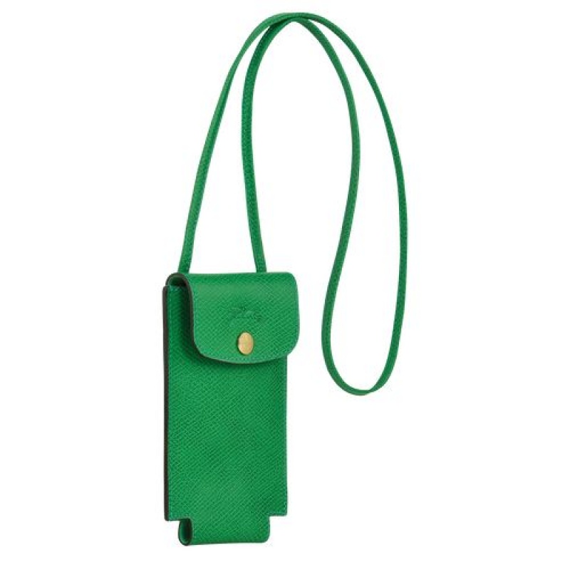 Longchamp epure Phone case with leather lace Green | OTFCAQG-75